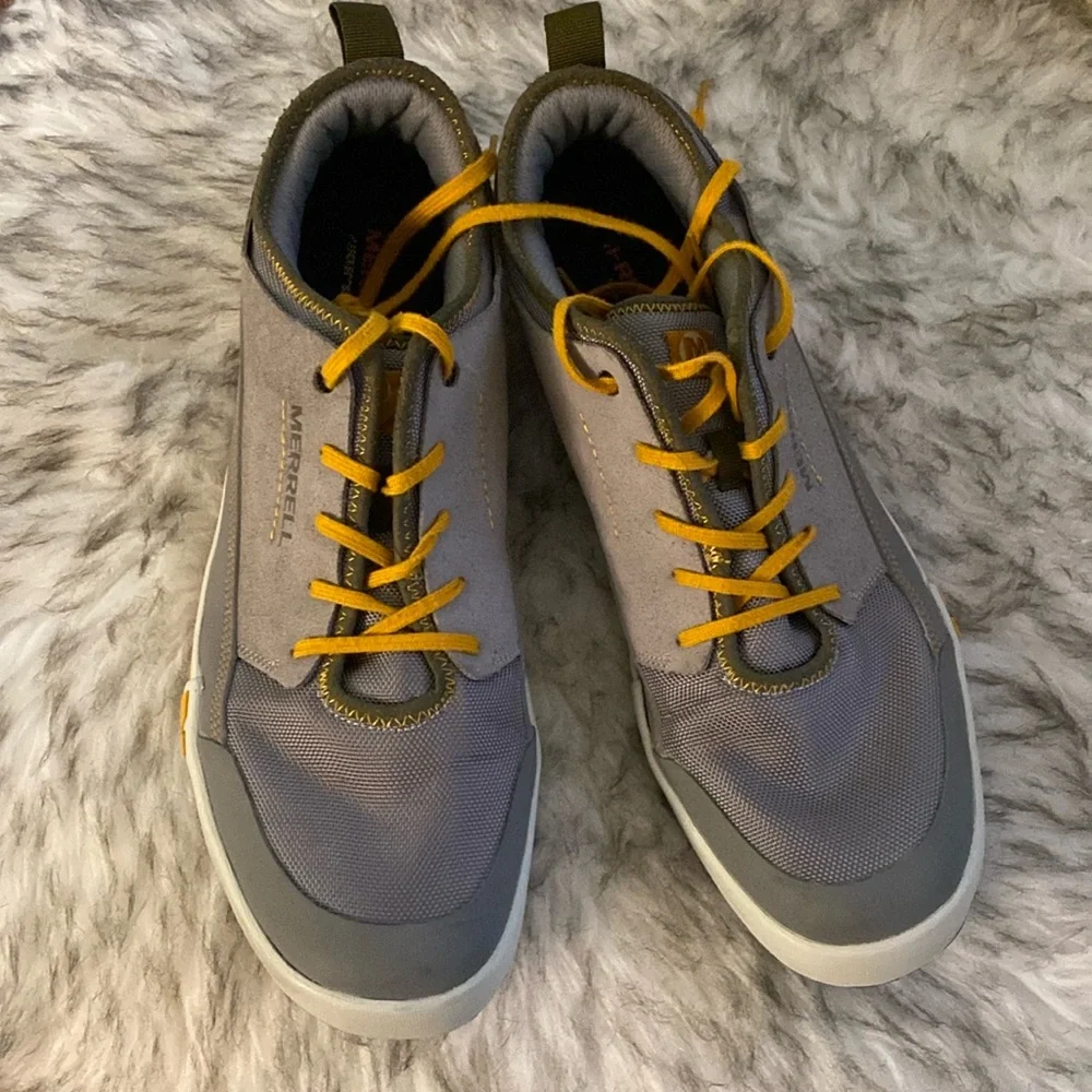 Merrell Gray with Mustard Accent Low-Top Sneakers